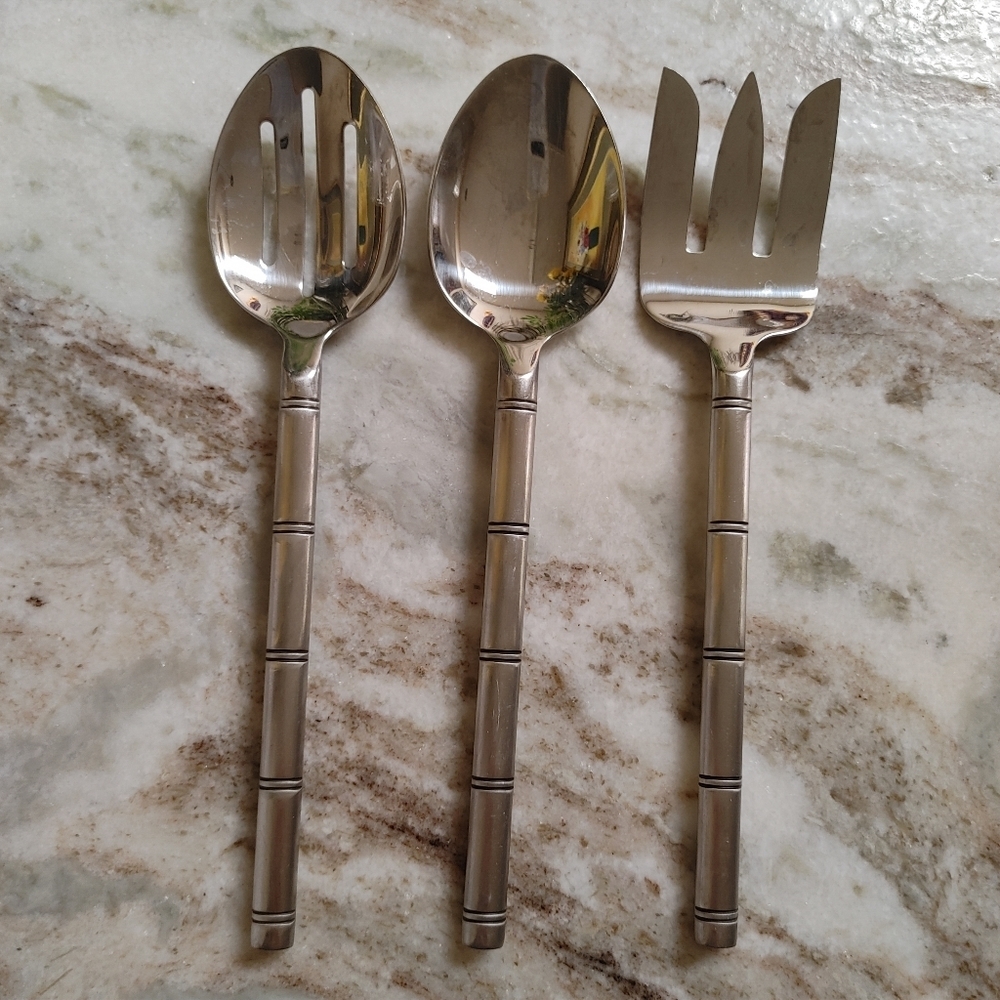 Pier 1 Stainless Steel Bamboo Design Serving Flatware - Picture 3 of 14